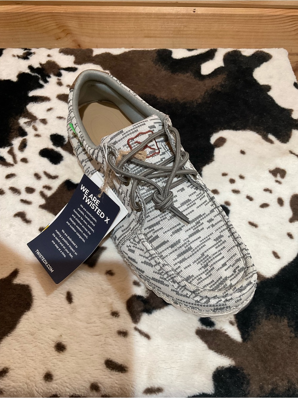 Twisted X Men's White and Gray Knit Slip-On Driving Moc